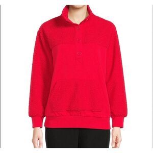 Time And Tru red Sherpa pullover sweater M 8/10